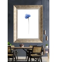 Tablore Minimalist Mavi Çiçek Çerçeveli Kanvas Tablo Botanik Suluboya Doku Duvar Dekoru