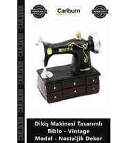 Özel Üretim Hediyelik Reçine Şık Dikiş Makinesi Tasarımlı Biblo Vintage Model Nostaljik Dekor