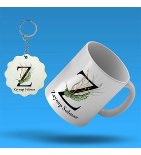 Kişiye Özel Z Harfli Kupa Bardak ve Anahtarlık