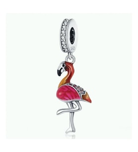 Nur Silver Kırmızı Flamingo Gümüş Charm NUR-CM00373