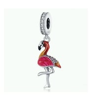 Nur Silver Kırmızı Flamingo Gümüş Charm NUR-CM00373