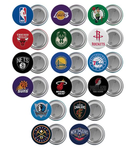 NBA Takımları Çanta Rozeti Seti 16 Adet En Büyük Boy 5.8cm İğneli Broş