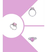 18 Ayar Altın Kaplama Işıltılı Kalp Pan Tasarım Pembe Zarif Kadın Gümüş Yüzük Doğum Günü Hediye (Gümüş Gri)