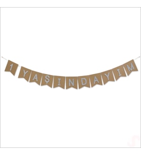 1 Yaşımdayım Kraft Banner - 180 cm (Karışık)