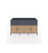 Kronos Konsol 2 Raflı 4 Çekmeceli 8 Kapaklı 176x59x99 Antrasit-Çam/Antrasit