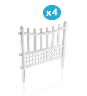 Omnipazar SY-5998 Elite Plastik Dekoratif Bahçe Çiti 4'lü Set 60x55 cm Beyaz