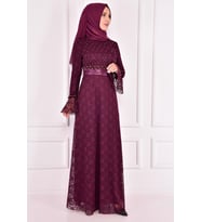 Moda Merve İnci Detay Abiye Gül Kurusu ASM12397 (Mürdüm)