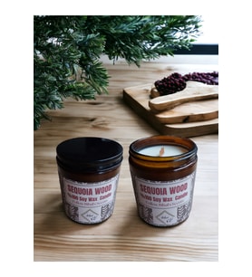 Bihal Sekoya Ağacı Kokulu Doğal Soya Wax Ahşap Fitil Mum (250ML - 510 Gr)
