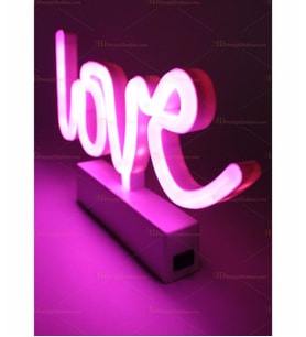 Love Neon Led Gece Lambası Pembe Işıklı Usb Kablolu