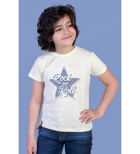 Toontoy Erkek Çocuk Yıldız Baskılı Tişört (Sarı)