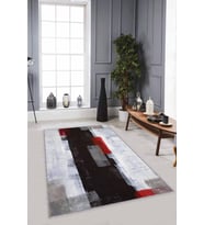 Siyah Kırmızı Kaymaz Tabanlı Modern Salon Halıları MX07 - 100 x 160 cm