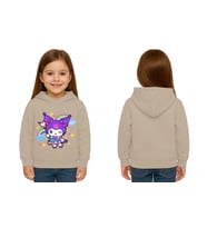 Unisex Baskılı Çocuk Swaetshirt Kapüşonlu 3 İplik Şardonlu Kuromi baskılı (Taş)