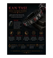 Sertifikalı Kan Taşı Siyah Hematit Silindir Kesim Kilitli Doğal Taş Deri Erkek Bileklik