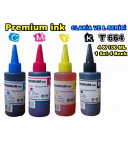 PREMİUM İNK EPSON T664 L3050 L3060 L3070 4 RENK x 100 ml SET