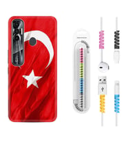 Tecno Spark 6 6 Go 8C 8 Pro 7 7 Pro Kılıf Kablo Koruma Spiral Silikon Şanlı Türk Bayrağı 4 1401