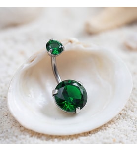 FerizZ 316L Çelik Yeşil Zirkon Taşlı Piercing PRC-114