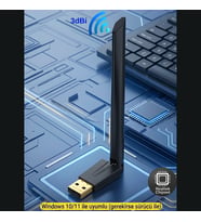 WiFi Adaptör 150 Mbps Antenli 802.11n Versatile USB Kablosuz Alıcı Windows 10/11 Uyumlu (Siyah)