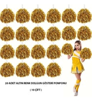 10 Çift ( 20 Adet ) Altın Renk 23 Nisan 19 Mayıs 29 Ekim Okul Gösteri Ponponları