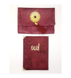 Lüks Çantalı Kadife Kaplı Yasin ( Bordo )