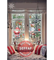 efekt reklam Çift Taraflı Yılbaşı Süsü Kardan Adam Noel Baba Ve Penguenler Sticker Seti ylb5004