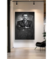 RECEP TAYYİP ERDOĞAN SİYAH BEYAZ KANVAS TABLO EV DUVAR SALON OFİS DÜKKAN HEDİYELİK DEKARASYON SÜSÜ (Akçaağaç)