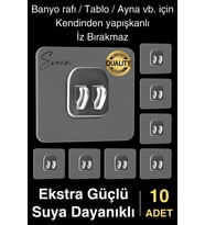 10 Ad. Ekstra Güçlü Kendinden Yapışkanlı İz Bırakmaz Suya Dayanıklı Banyo Rafı Tablo Ayna Askı Kanca
