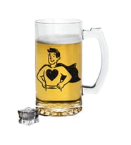 Süper Baba Baskılı Bira Bardağı - Babalar Günü Temalı Bira Bardağı (Şeffaf)