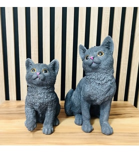 Dekoratif Kedi El Yapımı 2'li Sevgili Sevimli Kedi Polyester