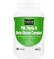 Natur Milk Thistle Kedi Köpek (Silymarin) ve Beta Glucan Complex Karaciğer Desteği Yenilebilir 90 Tablet