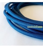 Marketcik 2x0,50mm Mavi Renk Dekoratif Örgülü Kumaş Kablo, 1 Metre