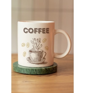 Coffee Yazılı Ve Resim Baskılı Seramik Kupa Bardak