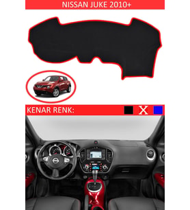 Nissan Juke 2010+ Için Uygun Torpido Koruma Halısı Siyah Kenar Renk Kırmızı