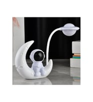Çocuklar İçin Uzay Temalı USB Şarjlı Gece Lambası (Krem)