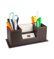 Masaüstü Deri Organizer Kalemlik 4 Gözlü Desktop Organizer Rainbow Vegan 10x12x25 cm. Kahverengi