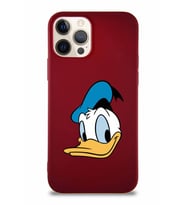 Apple iPhone 12 Pro Soft Premier Kapak Donald Duck-B Tasarımlı Silikon Kılıf - Mürdüm (Şeffaf)