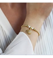 İstiridye Gold Kaplama Gümüş Bileklik