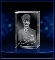 3d Kristal Atatürk 06 (Gerçek 3 Boyutlu Görüntü)