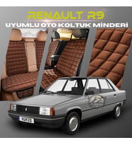 Renault R9 Kahverengi Renk Tay Tüyü Cepli & Terletmez Sırtlı Oto Koltuk Minder Seti - Koltuk Koruma Kılıfı (ÖN & ARKA TAM SET)