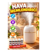 Mini USB Hava Nemlendirici – LED Işıklı Aromaterapi Cihazı 5 Esans Hediyeli
