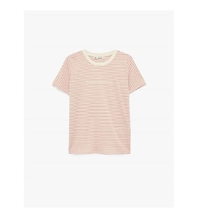 Koton Bisiklet Yaka Çizgili Pembe Kadın T-Shirt 6SAL10048IK