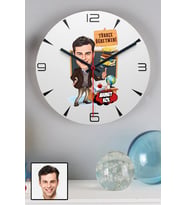 Erkek Türkçe Öğretmenine Öğretmenler Günü Hediyesi Karikatürlü Duvar Saati