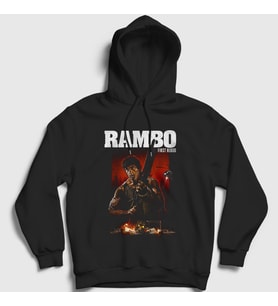 Presmono Unisex Siyah First Blood Film Rambo Kapüşonlu Sweatshirt 249190tt