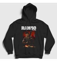 Presmono Unisex Siyah First Blood Film Rambo Kapüşonlu Sweatshirt 249190tt