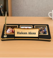 BK Gift Kişiye Özel Fotoğraf Çerçeveli Ahşap Masa İsimliği - Tek Kalemli, Yeni İş Hediyesi, Ofis Hediyesi, Arkadaşa Hediye