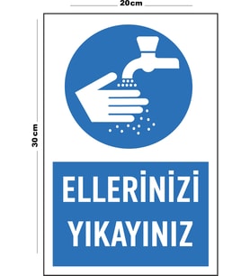 Metal Ellerinizi Yıkayınız 20cm x 30cm A4 Büyüklüğünde Uyarı Levhası Yönlendirme Tabelası