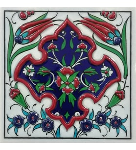 Armada Çini 10x10 Cm ED 102 Madalyon Kütahya El dekoru Çini Pano