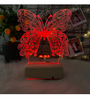 Kişiye Özel Doğum Günü Hediyesi /Sevgiliye Hediye Kelebek Tasarımlı 3D Led Masa Lambası (Kırmızı)