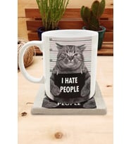 Kediler ve Sloganlar/I Hate People Set 8 Standart Kupa-Taş Bardak Altlığı 2