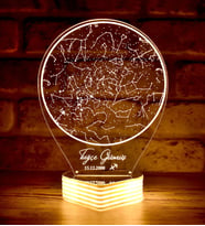 Kişiye Özel Burç Simgeli Gökyüzü Haritası, 3D LED Lamba (Beyaz)