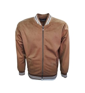 Lucky Man L01368 Erkek Fermuarlı Hakim Yaka Kadife Ceket - L01368 - Taba - ST01368-Taba-L (Taba)